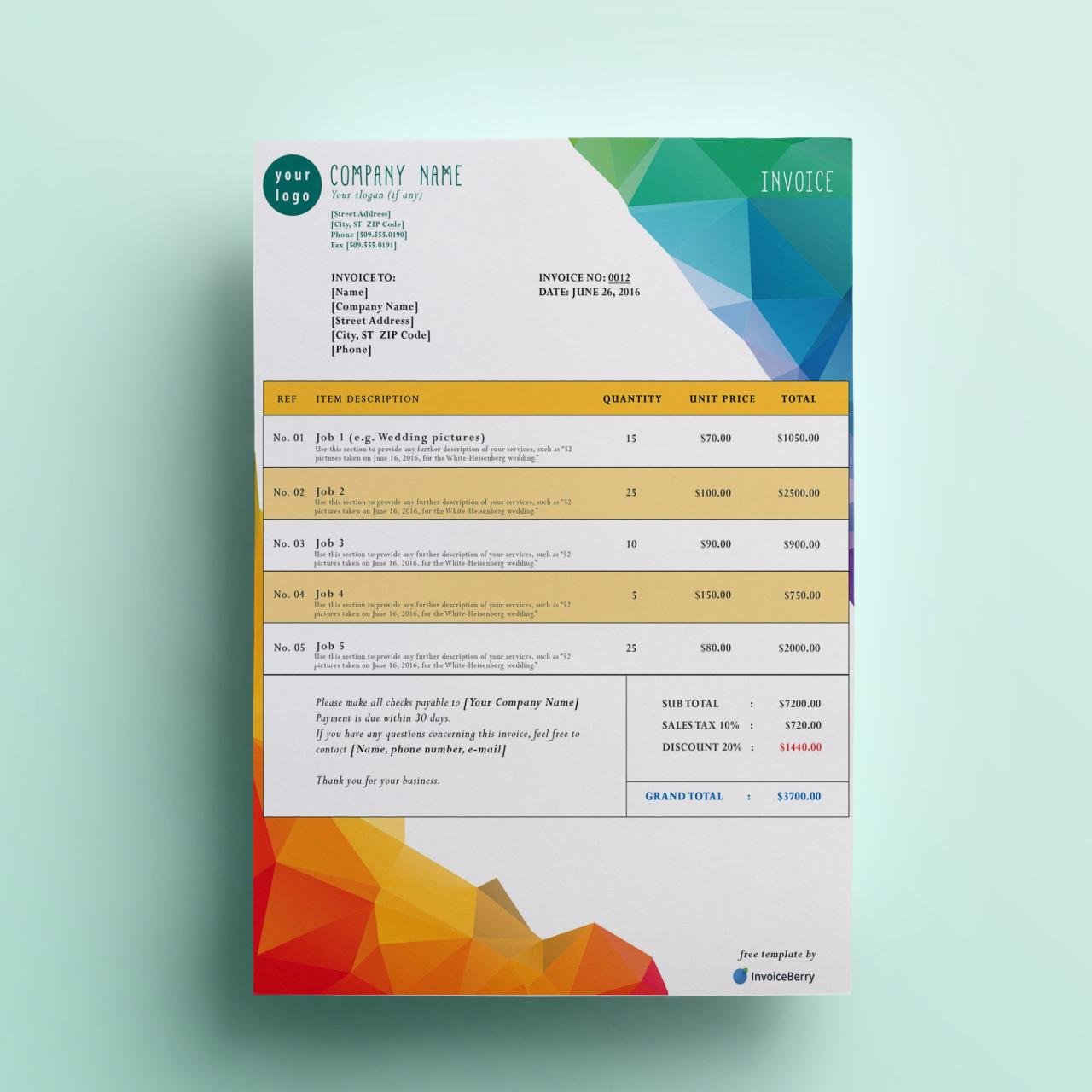Printable Invoice Templates - Printable Free Templates